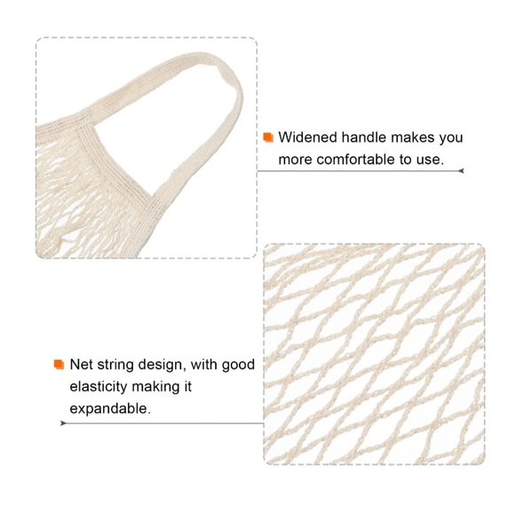 2x Uxcell Uxcell Cotton Mesh Bag, 15x13.8" Reusable Mesh Net String Grocery Bags - Picture 3 of 8